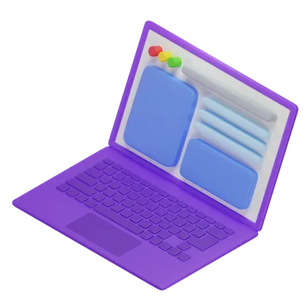 Open Laptop With Open Web Page 3D Icon