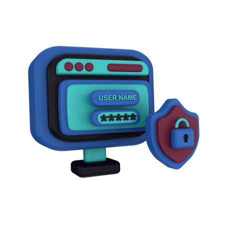 Web Log In Security  3D Icon