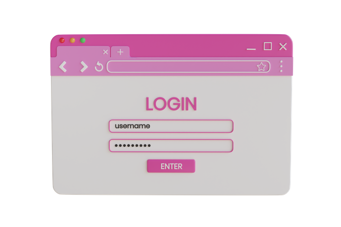 Web Login  3D Illustration