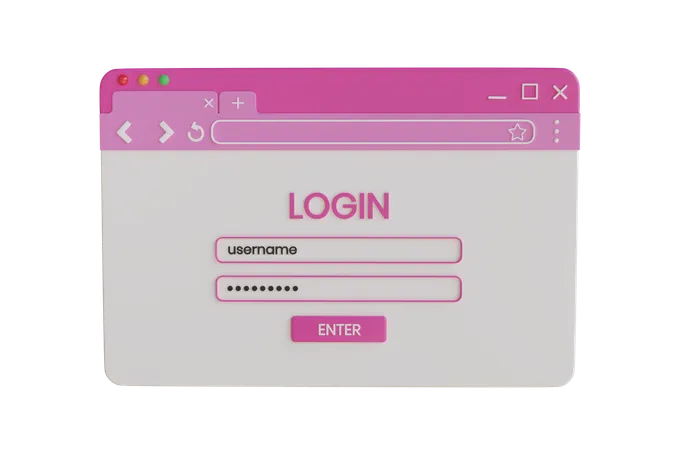 Web Login  3D Illustration