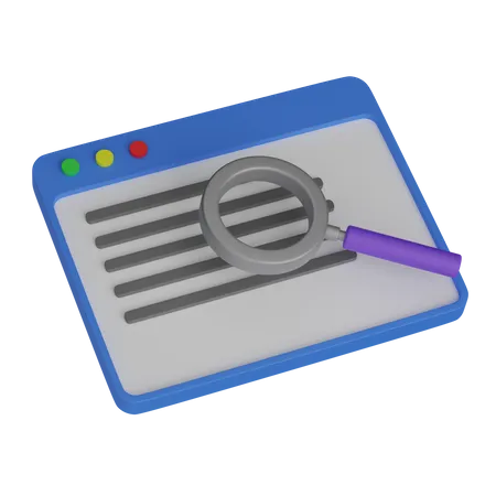 Web Page With Magnifying Glass 3D Icon