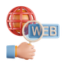 3d search web with hand logo