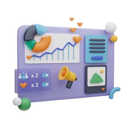 Web Smm Dashboard  3D Illustration