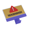 computer warning 3d logo