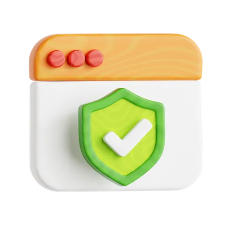 Webpage Security Shield  3D Icon