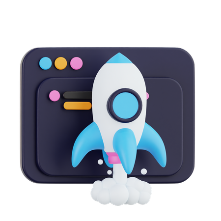 Website Launch Rocket  3D Icon