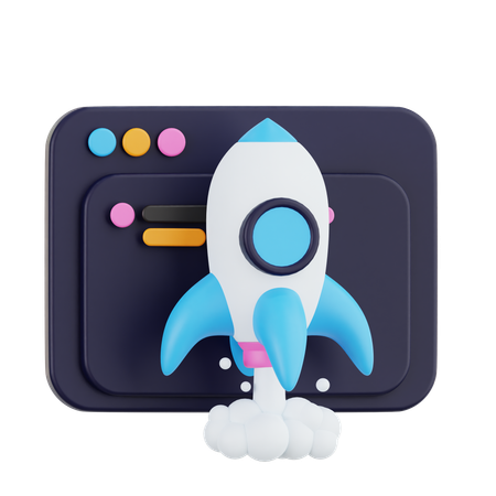 Website Launch Rocket  3D Icon