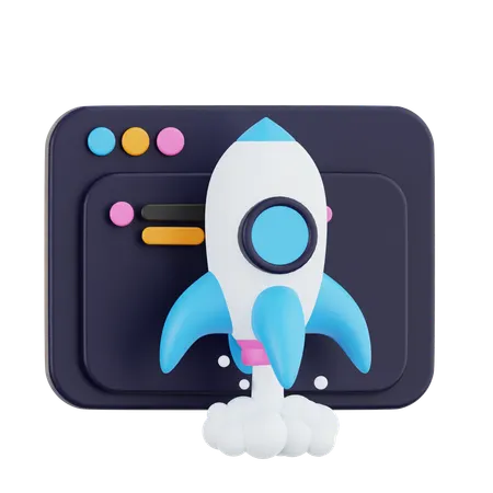 Website Launch Rocket  3D Icon