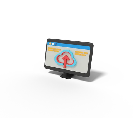 3 D Illustration Of Website Upload In Computer 3D Icon