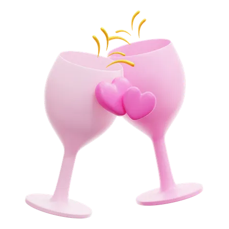 3 D Rendering Wedding Cheers Illustration 3D Icon