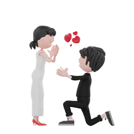3 D Bride And Groom Character Are Pose Wedding 3D Illustration