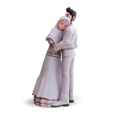 Wedding couple doing hug  3D Illustration