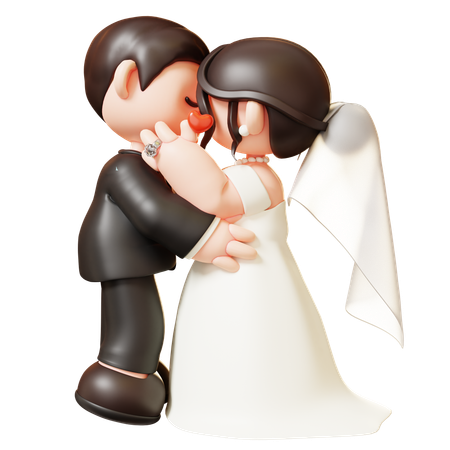 Wedding Couple Kissing  3D Illustration