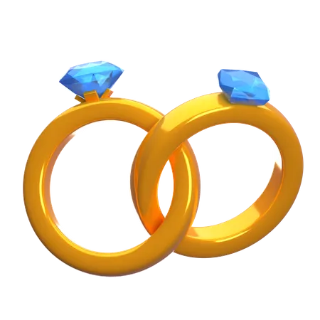 Wedding Couple Ring 3D Icon