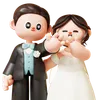 Wedding Couple Showing And Looking Wedding Ring