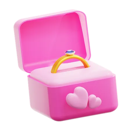 3 D Rendering Wedding Ring Box Illustration 3D Icon