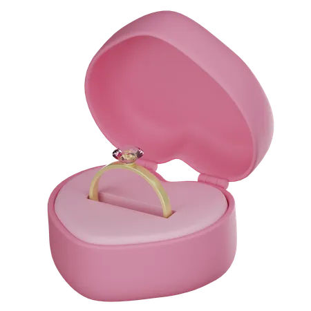 Wedding Ring In Box  3D Icon