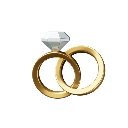 Wedding rings Gold  3D Icon