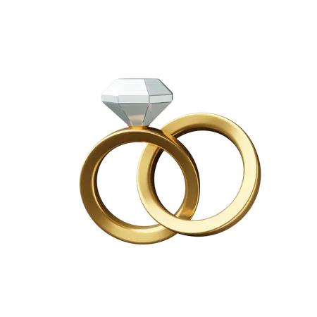 Wedding rings Gold  3D Icon