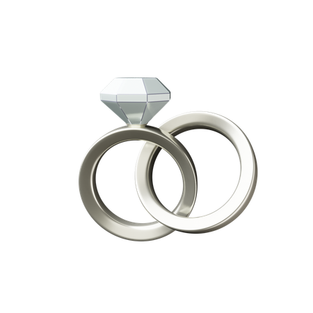 Wedding rings Silver  3D Icon