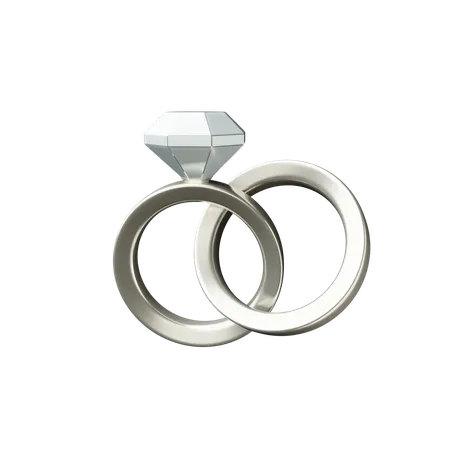 Wedding rings Silver  3D Icon