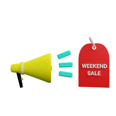 Weekend sale tag megaphone  3D Icon