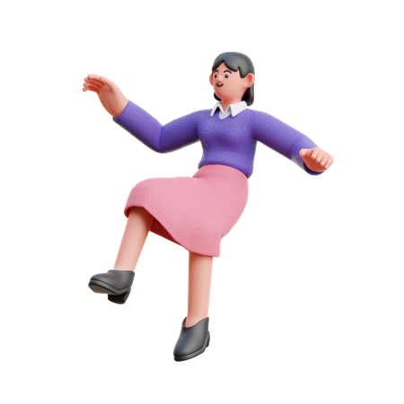 Frau im schwebenden Down  3D Illustration