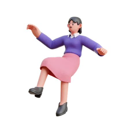 Frau im schwebenden Down  3D Illustration