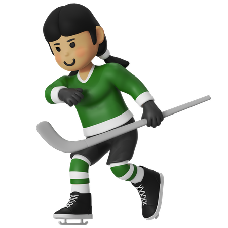 Weibliche Hockeyspielerin mit Hockey  3D Icon