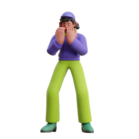 Weibliche mit Angst Ausdruck  3D Icon