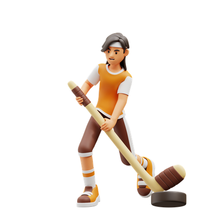 Weibliche Spielerin spielt Hockey  3D Icon
