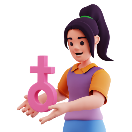 Weibliches Zeichen halten  3D Icon
