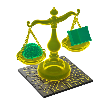 Weighing Scales Representing Algorithmic Justice With Ai  3D Icon