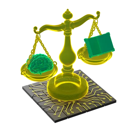 Weighing Scales Representing Algorithmic Justice With Ai  3D Icon