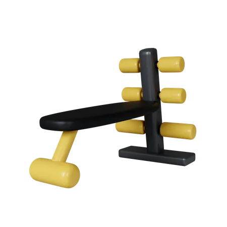 3 D Weight Bench Gym Equipment Fitness And Health Exercise Equipment Icon Isolated On Yellow Background 3 D Rendering Illustration Clipping Path 3D Icon