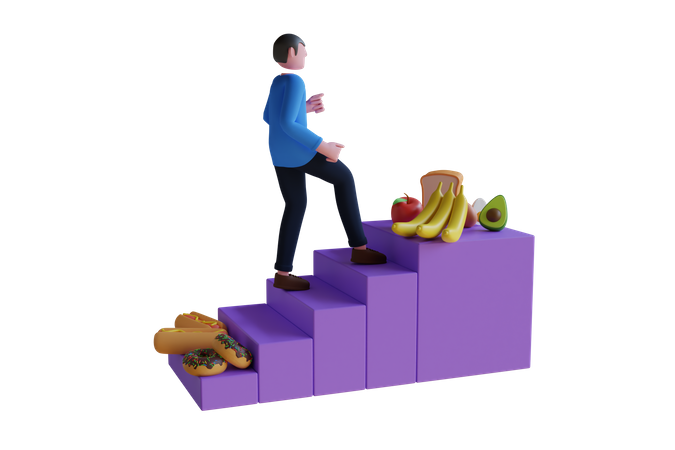 Weight Loosing Steps  3D Illustration