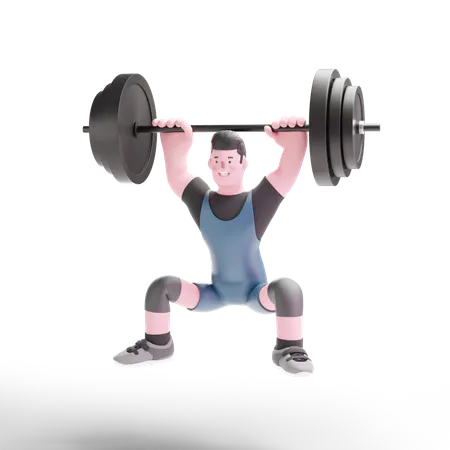 Weightlifter doing training 3D Illustration