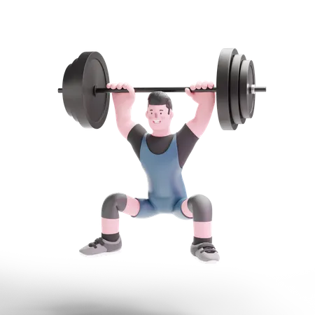 Weightlifter doing training  3D Illustration