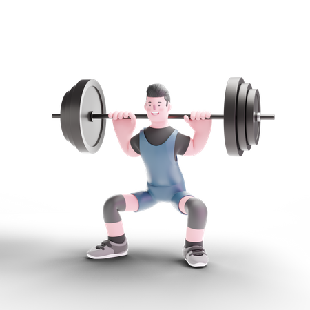 Weightlifter lifting free weight 3D Illustration