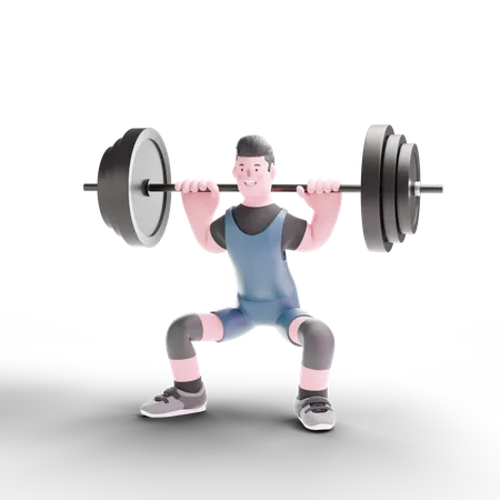 Weightlifter lifting free weight  3D Illustration