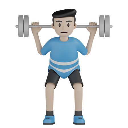 Weightlifter Lifting Weight 3D Illustration
