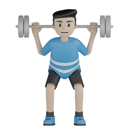 Weightlifter Lifting Weight 3D Illustration