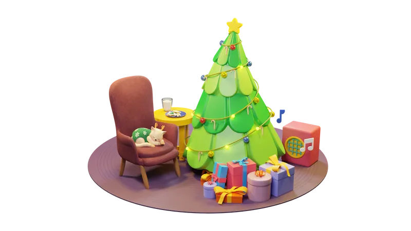 Weihnachten innen zimmer  3D Illustration