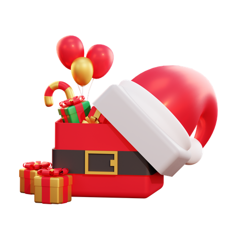 Weihnachten Santa Geschenkbox und Ballon  3D Illustration