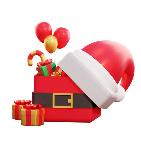 Weihnachten Santa Geschenkbox und Ballon  3D Illustration