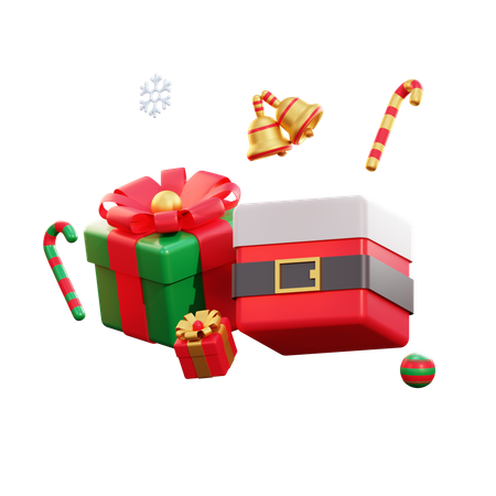 Weihnachten Santa Geschenkbox und Süßigkeiten  3D Illustration