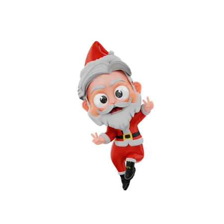 Weihnachten Santa zeigt Peace-Zeichen  3D Illustration