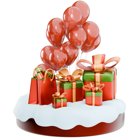 Weihnachtsballons und Geschenke  3D Icon