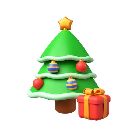 Weihnachtsbaum mit Geschenk  3D Illustration