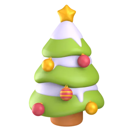 Weihnachtsbaum mit Schnee  3D Illustration